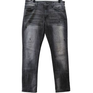 American Eagle Jeans Men 33x32 Black Extreme Flex Slim Straight Distressed Faded